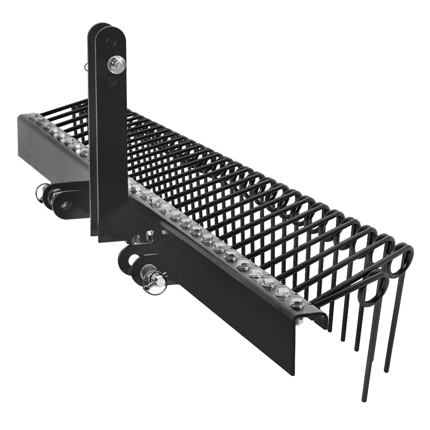 72 Inch Pine Straw Rake, 30 Coil Spring Tines Durable Powder Coated ...