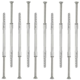 AERZETIX - C67127 - Set of 10 Plastic Dowels Diameter 10 x 180 mm with Bevelled Collar + 10 Self-Tapping Screws Diameter 7 x 185 with Countersunk Head and Star Shape TX40 - Concrete Brick Hole