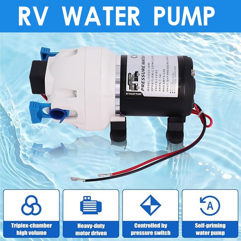 R3526144D RV Water Pump with Pressure Switch and Strainer Replace