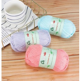 8 Skeins Crochet Knitting Yarn 70% Rayon derived from Bamboo, 30% Cotton Superfine Fingering Weight Sunny Cat Cotonnio Imported (Deep Turquoise)