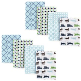 Hudson Baby Unisex Baby Cotton Flannel Burp Cloths, Antique Cars 8-Pack, One Size