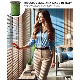 IPEA Venetian Rope Colour Pea Green - 50 Metres - Made in Italy - Nylon Cord for Curtains, Blinds, Blinds, Accessories - Thickness 3 mm - Wire