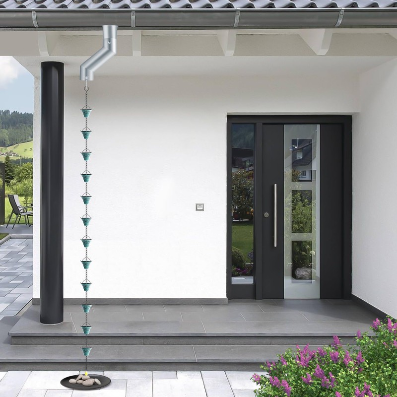 Tfro & Cile Rain Chain Gutter Adapter Silver Installation Suit