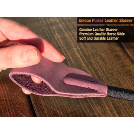 Piece Set 18" Gold and Purple Riding Horse Crop | Genuine Leather Jump Bat Top | Black Faux Handle