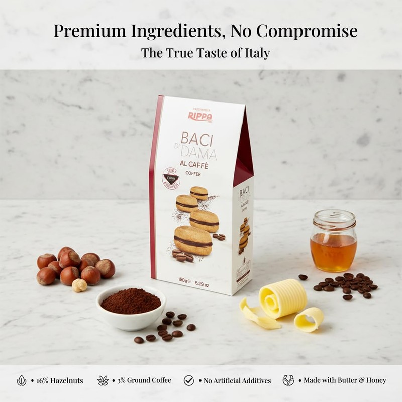 Rippa Baci di Dama Coffee Biscuits- Italian Cookies with Rich