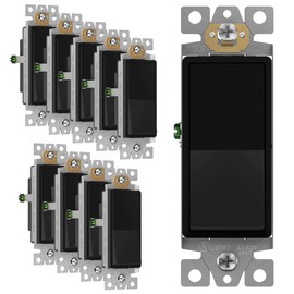 ENERLITES Matte Black Light Switch, Decorator Paddle Rocker Wall Switch, Single Pole, 3 Wire, Grounding Screw, Residential Grade, 15A 120V/277V, UL Listed, 91150-MBK10P (10 Pack)