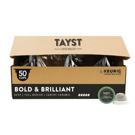 Tayst Coffee Pods, Bold & Brilliant Dark Roast, K Cups Compatible with Keurig Coffee Maker, Sustainable Single Serve, Pack of 50