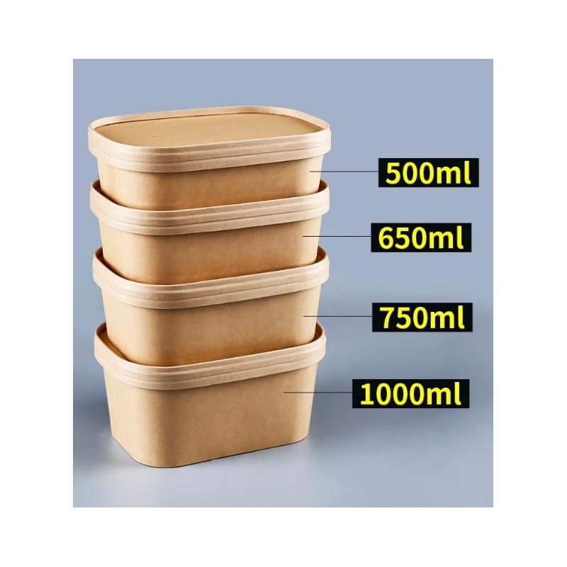 HOT BARGAINS 50 x 650ml Kraft Paper Disposable Food Container