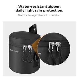 K&F Concept Camera Lens Pouch Case, Waterproof Zipper Lens Protective Bag, Shockproof All-Round Camera Lens Carry Bag for DSLR SLR Lens Size Below 2.9" x4.5" (D x H)