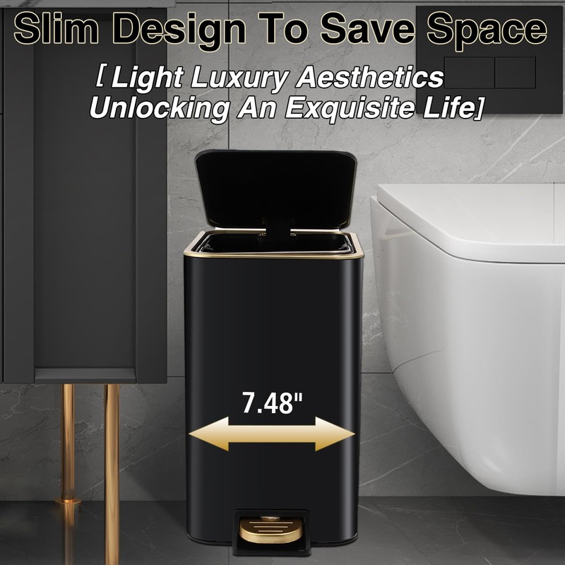XLHOMO Black Bathroom Accessories 8 Piece Black and Gold Bathroom