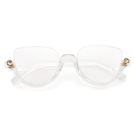 FEISEDY Reading Glasses for Women Fashion Half Frame Cat Eye Glasses Anti Glare Eyeglasses B0067 Transparent 2.5x