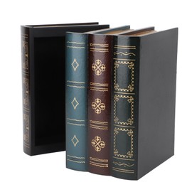 HERCHR Decorative Book Boxes, Vintage Book Shape Storage Box, Fake Book Box, Wooden Storage Box, Antique Book Decoration for Home and Office (#2)