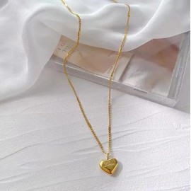 18K Gold Heart Pendant Necklace, Love Gold Plated Jewelry