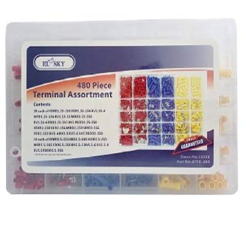 EL-SKY Wire Terminal Crimp Connectors, 480 Pcs 12-Size Assorted Mixed