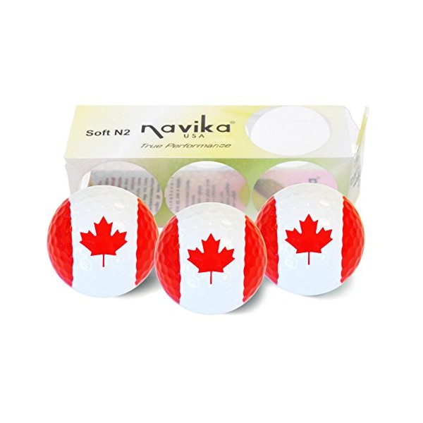 Navika Golf Balls- Canadian Flag Imprint (3-Pack)