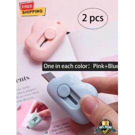 Unbranded 2pcs Mini Cloud Utility Knife Set - Portable Cute Knives in Pink & Blue