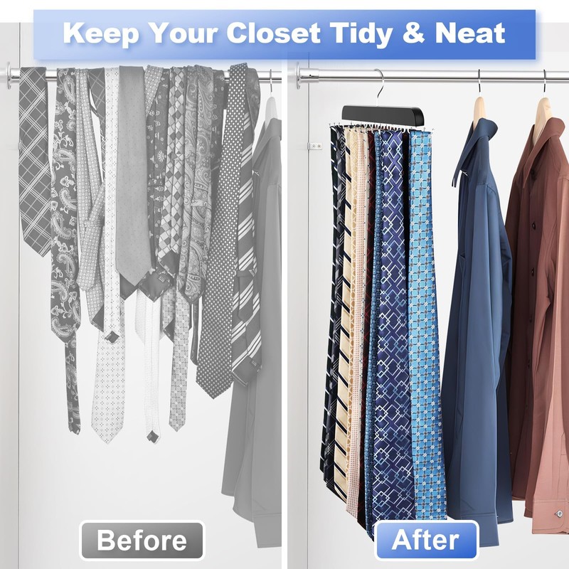 RESOVO Upgraded Tie Rack Hanger with 20 Foldable Metal Hooks,