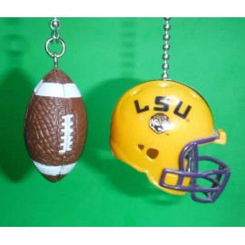 LSU TIGERS FOOTBALL HELMET  & BALL CEILING FAN PULL CHAIN SET