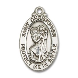 Bliss Sterling Silver Saint Christopher Air Force Medal Pendant Necklace 24" Chain