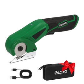 VLOXO Cordless Electric Scissors Upgraded, 4V Electric Cardboard Cutter Rechargeable Fabric Mini Cutter Rotary Multi-Cutting Power Tool with Safety Lock & LED Light for Carpet Leather Felt Storage Box