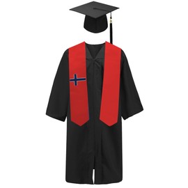 SNUWITH Norway Flag Graduation Sash/Stole/Scarf 180X13CM Double Sided for Study Aboard International Students Graduation Decoration Item Gift