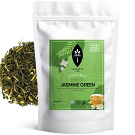 Sarasota Tea, Organic Jasmine Green Tea, Gourmet 100% Organic Jasmine Green Loose Leaf Green Tea, Premium Grade, 1 Pound Bag of Loose Leaf Tea