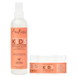 Shea Moisture Kids Curly Hair Care Set – Coconut & Hibiscus Curling Butter Cream + Extra-Moisturizing Detangler Spray for Kids with Wavy, Thick & Frizzy Hair (2 Piece Set)