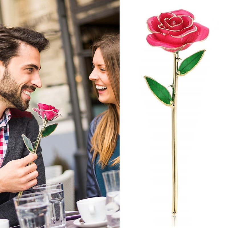 Long Stem Dipped 24k Gold Rose in Gift Box with