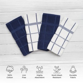 Mellow Buff 100% Cotton Terry Dish Cloth & Dish Towel, 6 Pack, Super Soft and Absorbent, Perfect for Kitchen Cleaning and Dish Washing | Navy Blue …