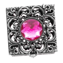 NUOBESTY Catholic Rosary Keepsake Case Silver Metal Box Container Zinc Alloy Jewelry Holder for Necklace Cross Ring