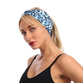 Purple Fashion Women Leopard Print Cross Elastic Headband Gym Hairband Hair Women's Fashion Headbands, Hair Accessories