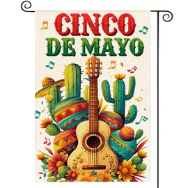 AVOIN colorlife Cinco de Mayo Garden Flag 12x18 Inch Double Sided Outside, Cactus Mexican Fiesta Holiday Yard Outdoor Decoration