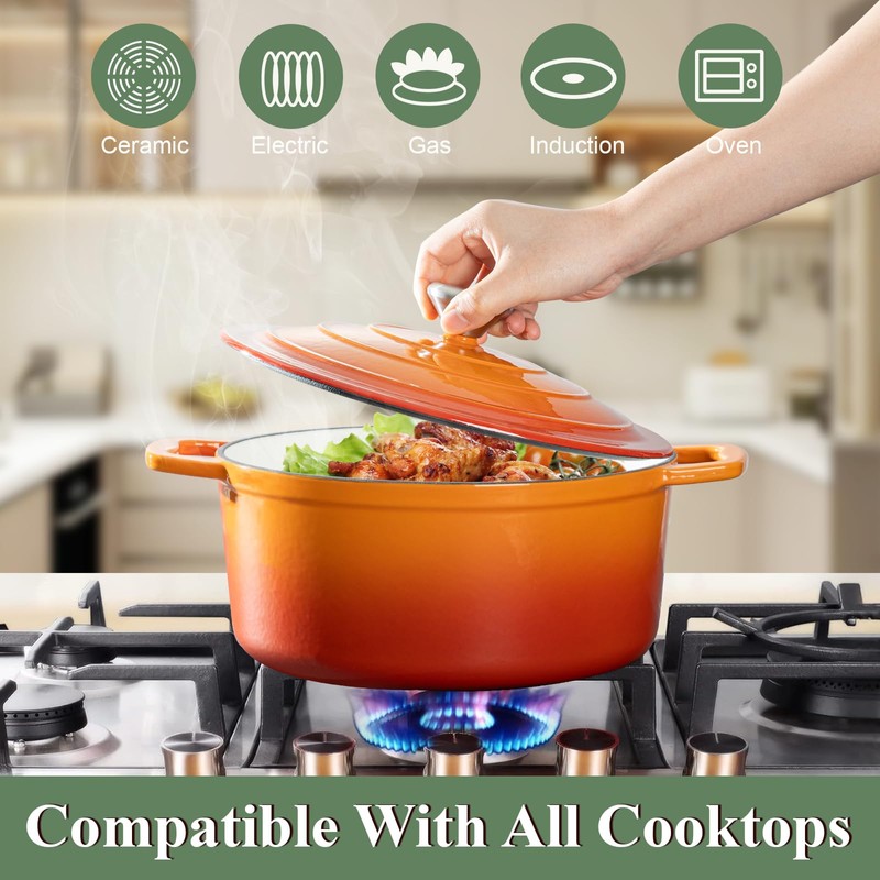 Chef Power Enameled Cast Iron Dutch Oven Pot with Lid