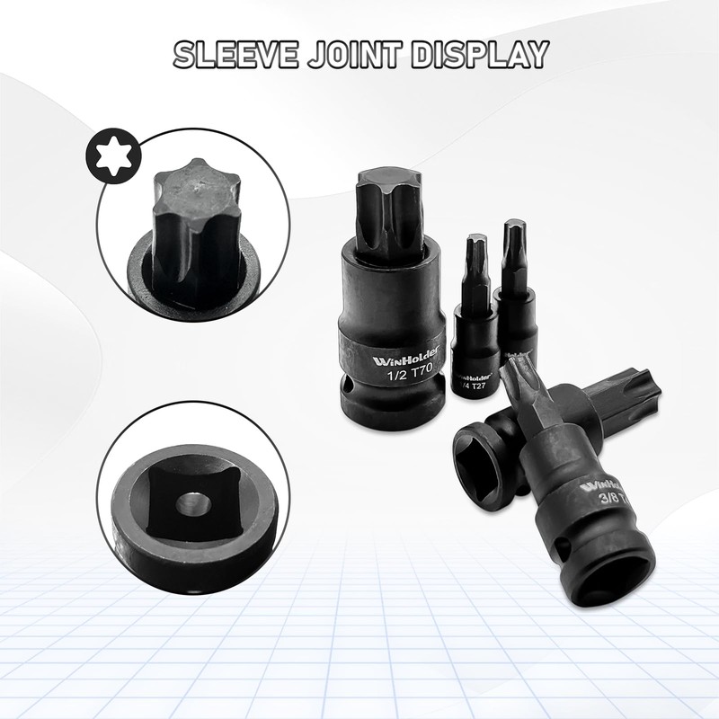WinHolder 15pc Impact Torx Bit Socket Set 1/4" 3/8" 1/2"