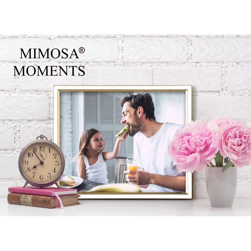 MIMOSA MOMENTS Enamel Metal Weddding Picture Frame with Stand, Display