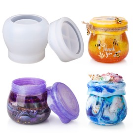 LET'S RESIN Pudding Jar Resin Molds with Lid, Epoxy Molds Silicone for Storage Bottle,Candle Holder,Candy Container, Epoxy Casting Craft,Flower Pot, Gifts