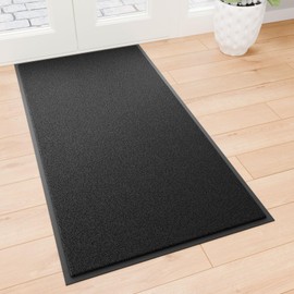 Naturei Sturdy Front Door Mat Indoor Outdoor Entrance, 72" x 36" All-Season Trap Dirt and Moisture Welcome Mat, Fade Resistant, Waterproof Easy Clean Low Profile Outside Mat for Entryway (Black)