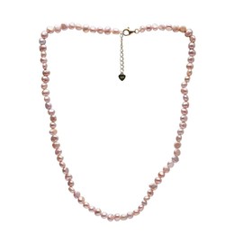 Treasure Bay Womens Girls 3-4mm Baroque Pearl Necklace Choker with Extender (Purple)