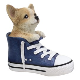 Ebros 'Paw-Star' Pups Lifelike Realistic Puppy Dog in Sneaker Chucks Shoe Statue Pedigree Breed Dogs Puppies Collectible Decor with Glass Eyes Pet Memorial Figurine (Chihuahua)