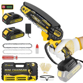 TOOLIFE 6inch Mini Chainsaw, Handheld Electric Battery Powered Chainsaw for Tree Cutting, Gardens Tool for Men Women Him Her, Mens Husband Dad for Boyfriend, Gifts for Anniversary Birthday.