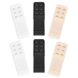 JELIEE 6 PCS Women's Bra Extenders 2 Hook 3 Row Soft Comfortable Stretchy Bra Extension Strap Elastic Bra Band Hook Bra Strap Extender Bra Extenders 2 Hooks Plus Size