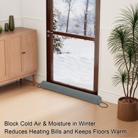 hyha 36 Inch Door Draft Stopper, Blocks Hot Cold Air with Removable Washable Cover, Gaps Up to 3 Inch, All-Season Noise and Wind Seal, Under Draft Stopper for Bottom of Door Window, Gray