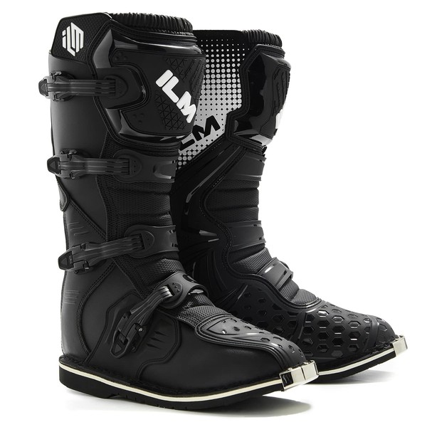 ILM Adult Motorcycle Boots for Men Waterproof ATV Motorcross Dirt Blike Riding Biker Boots Model-MX3A (Black, 9.5)