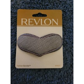 Goody  Vintage REVLON Fashion gray/white fabric striped heart  NOS 1997