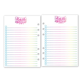 A5 Rainbow To Do List Groovy Planner Insert Refill, 5.83 x 8.27 inches, Fits 6-Rings Binders - Filofax, LV GM, Moterm, Choice of Quantity