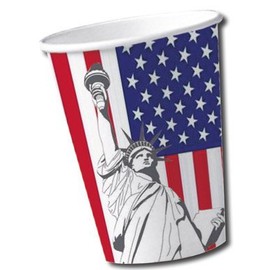 DH-Konzept Pack of 10 USA Cups for Parties and Birthdays Paper Cups Party Cups Kids Birthday Party Fete Set Statue of Liberty America Cups