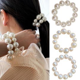 Beaded Hair Ties Crystal Hair Bands Elastic Ponytail Holders Rhinestone Hair Tie Hair Accessories for Women Stretchy and Non-Damage Ponytail Holders (03.Style)