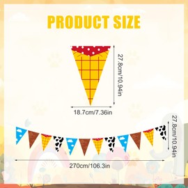 5pcs Cartoon Story Party Banners, Colorful Triangle Flags Paper Party Hanging Garland Cute Cartoon Story Party Decorations for Baby Shower Birthday Party