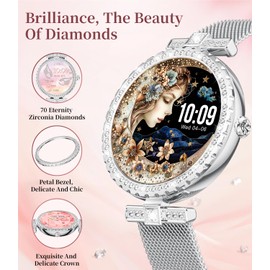 ESFOE Smart Watches for Women,1.19” AMOLED Smart Watch Women Answer Make Calls,IP68 Waterproof Fitness Tracker,Heart Rate Sleep Monitor,100+ Sports Pedometer Watch for Android iOS Phone,Silver Mesh