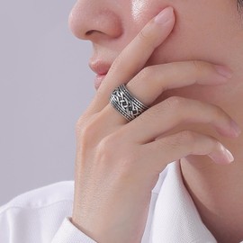 Mens Vintage Stainless Steel Celtic Wedding Bands Prime Wide Band Ring for Men US Size 8 9 10 11 12 13, Metal